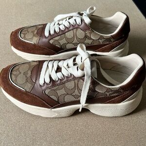COACH Tech Runner in a brown colorway featuring the signature C monogram